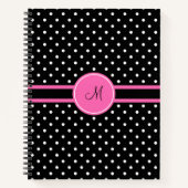Monogram White en Black Polka Dot Pattern Notitieboek (Voorkant)