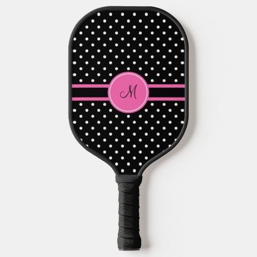 Monogram White en Black Polka Dot Pattern Pickleball Paddle (Voorkant)