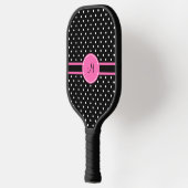 Monogram White en Black Polka Dot Pattern Pickleball Paddle (Links)