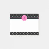 Monogram White en Black Polka Dot Pattern Post-it® Notes (Voorkant)