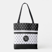Monogram White en Black Polka Dots Tote Bag (Achterkant)