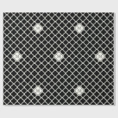 Monogram White en Black Quatrefoil Pattern Weddens Cadeaupapier (Vlak)
