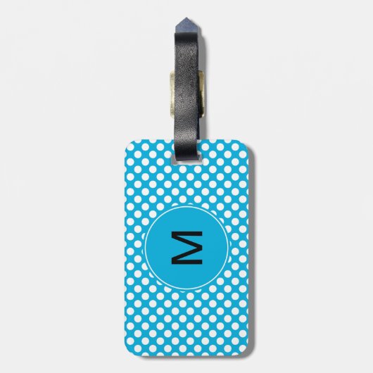 Monogram White en Blue Polka Dot Bagagelabel (Achterkant verticaal)