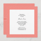Monogram White en Coral Pink Polka Dot Bridal Kaart (Voorkant / Achterkant)