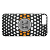 Monogram White en donker oranje Polka Dots Pattern Case-Mate iPhone Case (Achterkant (Horizontaal))