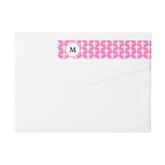 Monogram White en Hot Pink Fleur de Lis Pattern (Achterkant)