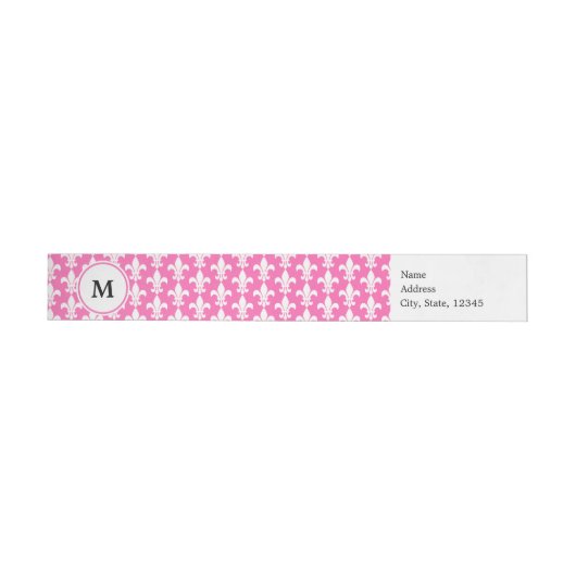 Monogram White en Hot Pink Fleur de Lis Pattern (Individueel)