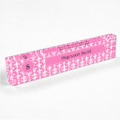 Monogram White en Hot Pink Fleur de Lis Pattern Naambordje