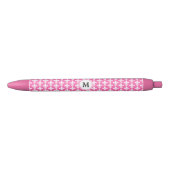 Monogram White en Hot Pink Fleur de Lis Pattern Zwarte Inkt Pen (Voorkant)