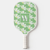 Monogram White Floral Daisy Pickleball Paddle (Voorkant)