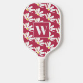 Monogram White Floral Daisy Pickleball Paddle (Voorkant)