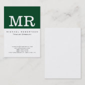 Monogram White Forest Green Chic Visitekaartje (Voorkant / Achterkant)