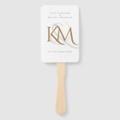 Monogram White Gold Modern Simple Wedding Program Handwaaier (Voorkant)