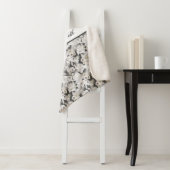 Monogram White Gray Swan Floral Elegant Stijlvol Sherpa Deken (In situ)