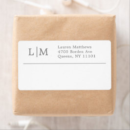 Monogram White Grey Business Shipping Etiket
