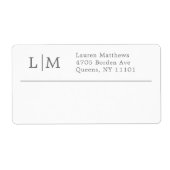 Monogram White Grey Business Shipping Etiket (Voorkant)