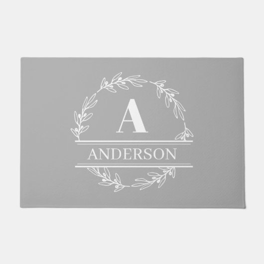 Monogram White Grey Doormat Deurmat (Voorkant)