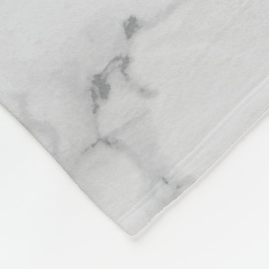 Monogram White Grey Marble Fleece Deken (Hoek)