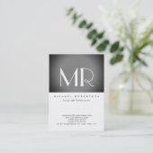 Monogram White Grey Stripe Parisian Visitekaartje (Staand voorkant)