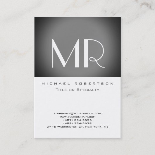 Monogram White Grey Stripe Parisian Visitekaartje (Voorkant)
