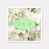 Monogram White Hydrangea Wedding Servet (Voorkant)
