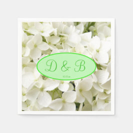Monogram White Hydrangea Wedding Servet