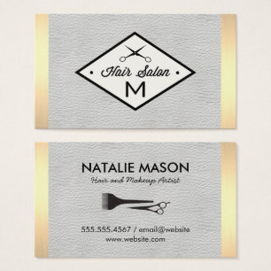 Monogram White Leather Gold Lux Trim Visitekaartje
