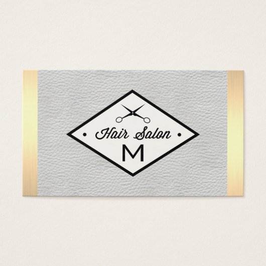 Monogram White Leather Gold Lux Trim Visitekaartje (Voorkant)