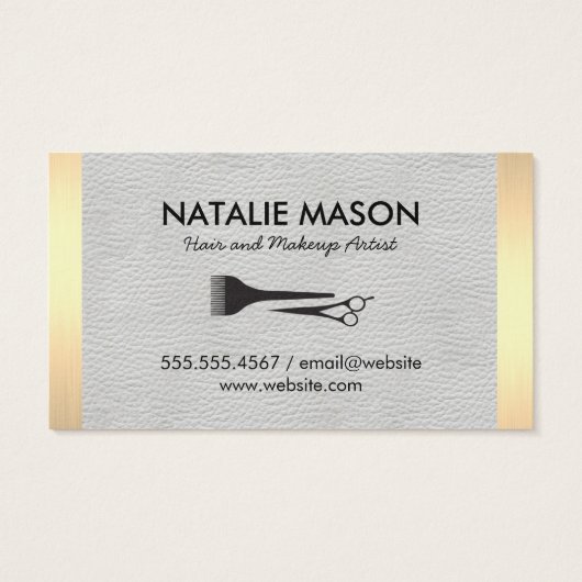 Monogram White Leather Gold Lux Trim Visitekaartje (Achterkant)