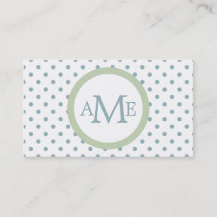 Monogram White Lt Blue Polka Dot Visitekaartje