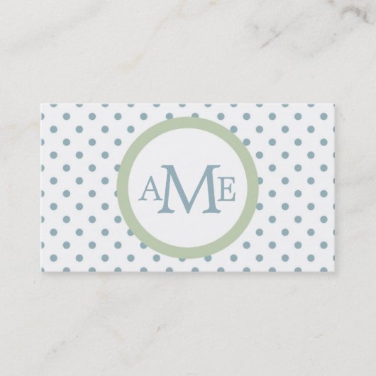 Monogram White Lt Blue Polka Dot Visitekaartje (Voorkant)
