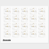 Monogram White marble Gold Glitter Name Square Vierkante Sticker (Vel)