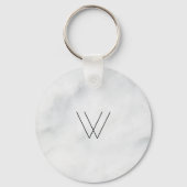 Monogram White Marble Sleutelhanger (Voorkant)