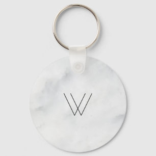 Monogram White Marble Sleutelhanger