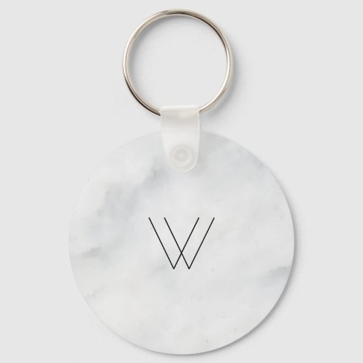 Monogram White Marble Sleutelhanger (Voorkant)