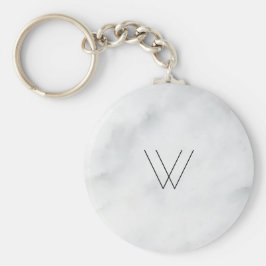 Monogram White Marble Sleutelhanger