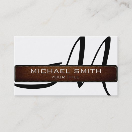 Monogram White Modern Leather Kijk Visitekaartje (Voorkant)