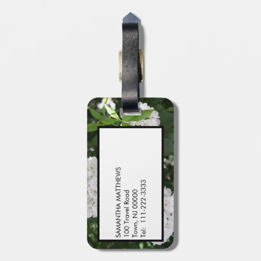 Monogram White Mountain Laurel Floral  Bagagelabel (Achterkant verticaal)