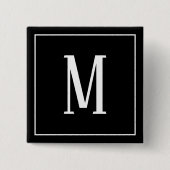 Monogram White op Black Square Button (Voorkant)