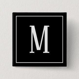Monogram White op Black Square Button