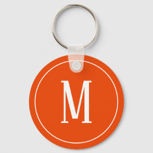 Monogram White op Bright Oranje Sleutelhanger