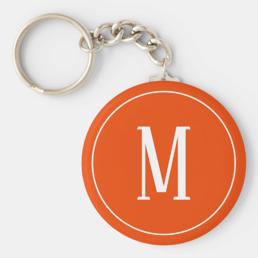 Monogram White op Bright Oranje Sleutelhanger (Voorkant)