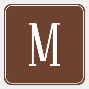 Monogram White op bruin vierkant sticker