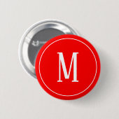 Monogram White op de Rode Ronde Button (Voorkant /achterkant)
