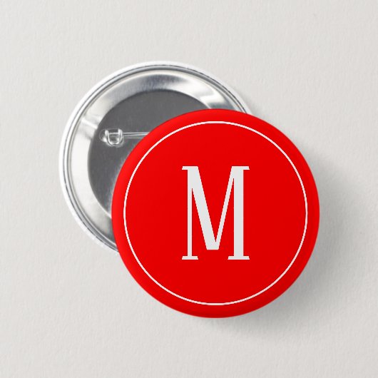 Monogram White op de Rode Ronde Button (Voorkant /achterkant)