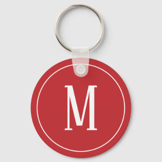 Monogram White op Donkere rode Sleutelhanger