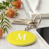 Monogram White op gele Sleutelhanger (Zijkant)