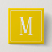 Monogram White op Golden Yellow Square Button (Voorkant)