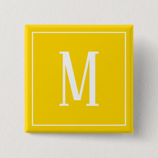 Monogram White op Golden Yellow Square Button (Voorkant)