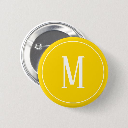 Monogram White op gouden gele Button (Voorkant /achterkant)